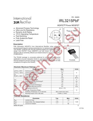 IRL3215PBF datasheet  